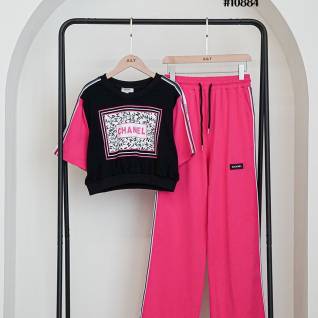 샤넬 레플리카 여성 CC 로고 핑크 트랙팬츠 셋 | 명품 레플리카