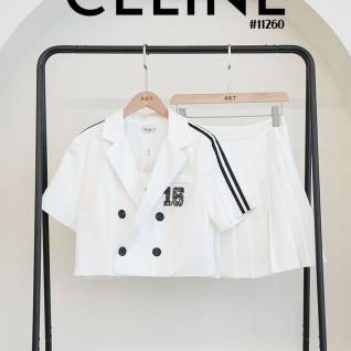 셀린느 레플리카 여성 스팽글 로고 자켓&플리츠 스커트 셋 | 명품 레플리카