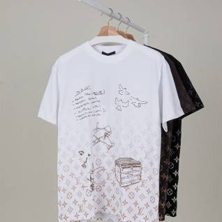 루이비통 레플리카 멀티 자수 로고 모노그램 코튼 반팔 티셔츠 | 명품 레플리카