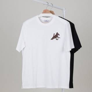 에르메스 레플리카 오버핏 브라운 홀스 패치 캐주얼 핏 티셔츠 | 명품 레플리카
